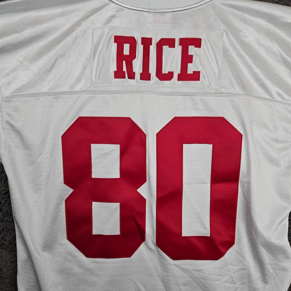 Mitchell & Ness Jerry Rice 1990 San Francisco 49ers NFL Throwback Mens XL White - Picture 10 of 11